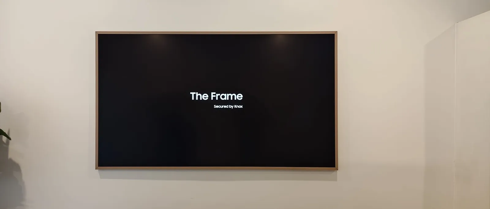 Samsung Frame TV with timber bezel wall mounted