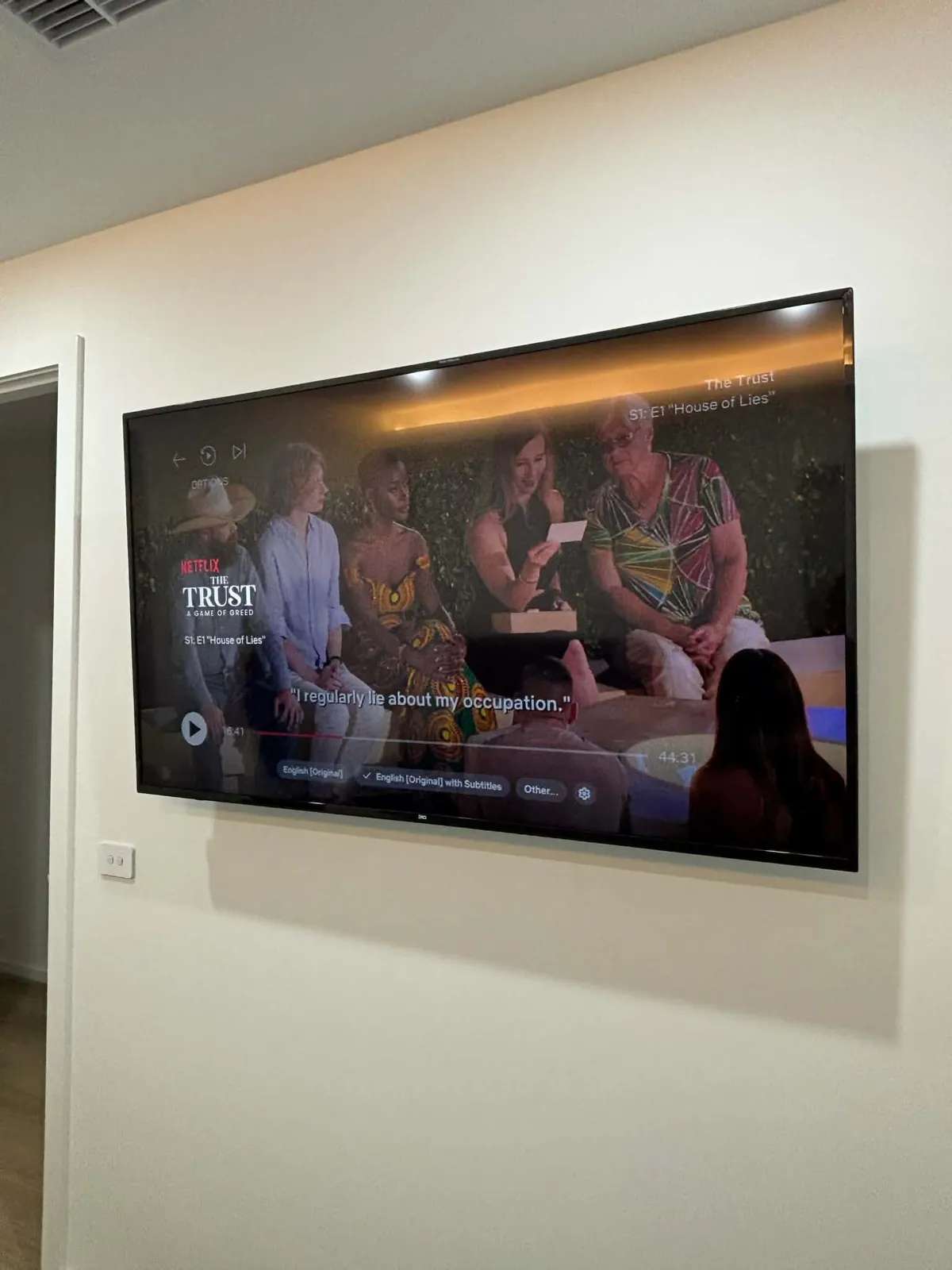 Wall mounted TV in a Tarneit style living area