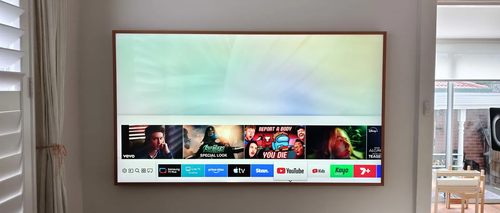 Samsung Frame TV mounted in art mode