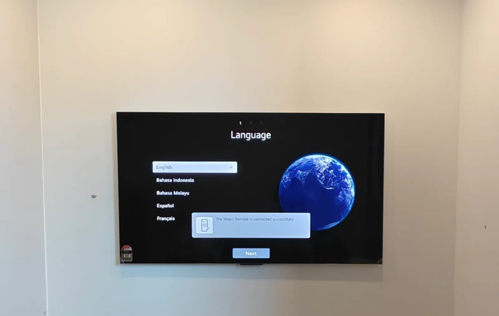 TV mounted in a wide living room